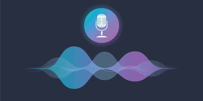 Personal assistant and voice recognition concept gradient vector illustration of soundwave intelligent technologies.