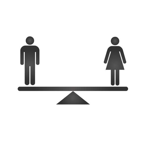 Gender Equality Concept icon. Black gender icons on scales. Equality Vector illustration isolated on white backround.